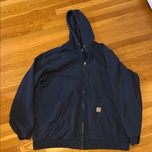 Carhartt Dark Blue Navy Hooded Jacket Hoodie Sweatshirt Loose Fit 3XLT Tall